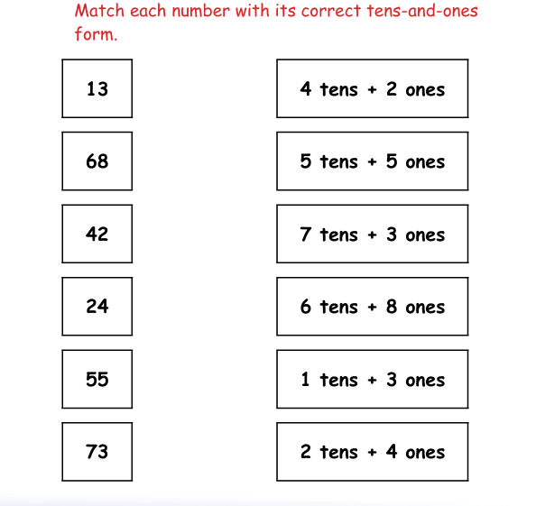Match Numbers to Tens & Ones
